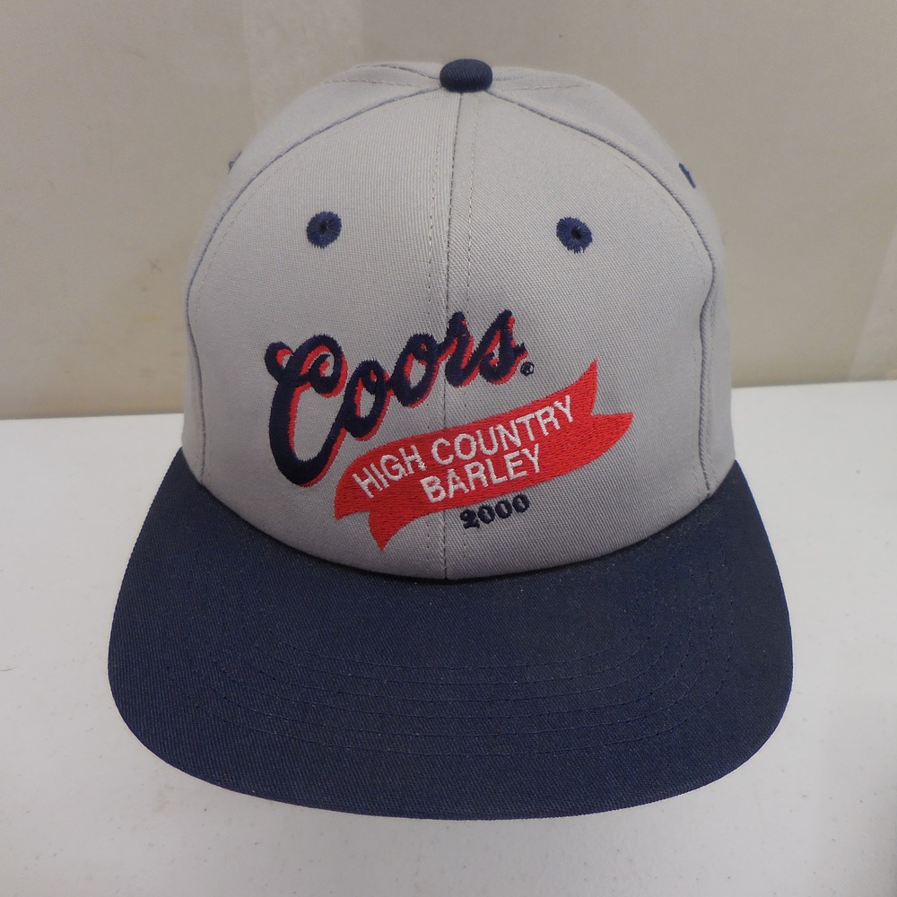 Vintage Coors High Country Barley 2000 Hat Gray Navy Blue Snapback Baseball Cap